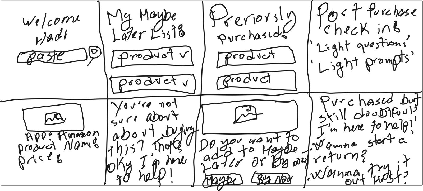 Eight quick sketches of app ideas